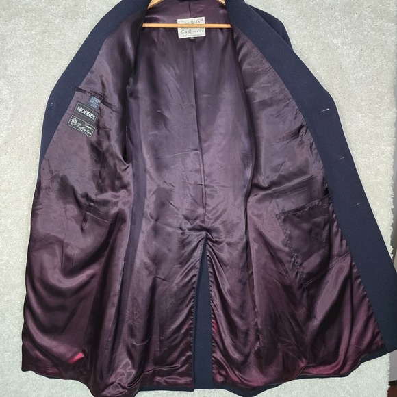 Lanificio Vallombrosa Coat Mens 42R Navy Blue Wool Cashmere Long Preppy - Picture 5 of 15